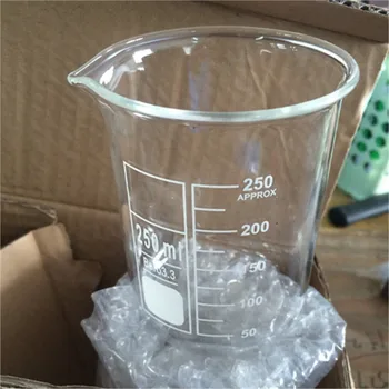лабораторный стеклянный стакан объемом 250 мл, низкая форма GG17, мензурки с носиком, изготовлены из стекла3.3