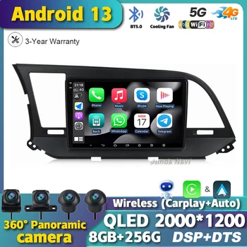 Android 13 Для Hyundai Elantra 6 2016-2018 Автомобильный Радио Мультимедийный Видеоплеер Навигация GPS 4G CarPlay Стерео Интеллектуальная Система
