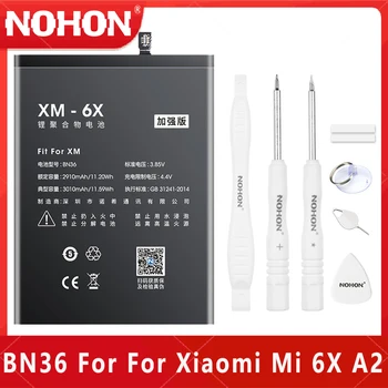 NOHON BN36 Аккумулятор Для Xiaomi Mi 6X A2 Высокой Емкости 3010mAh Сменные Батареи Полимерный Литий-ионный Аккумулятор Мобильного Телефона Bateria + Бесплатный Инструмент