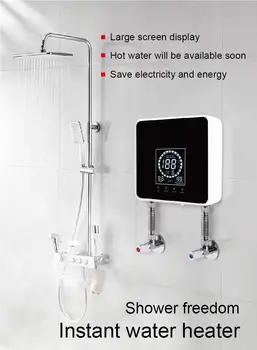 5500 Вт / 7500 Вт Мгновенный водонагреватель Настенный электрический водонагреватель Ванная Комната Кухня ЖК-дисплей температуры с дистанционным управлением