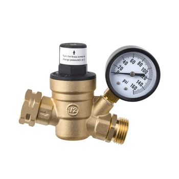 Регулятор давления питьевой воды на 28 ГБ Профессиональные редукционные клапаны с регулируемой ручкой-манометром для кемпера-трейлера