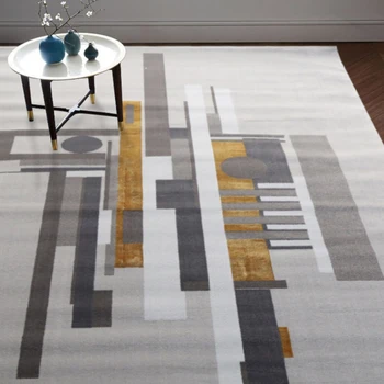 Современные абстрактные итальянские ковры для гостиной, роскошный китайский коврик для американской спальни, Золотые геометрические коврики для дома
