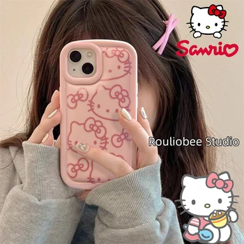 Sanrio Чехол для телефона Hello Kitty для iPhone 14 Pro 13 12 Max 11 Xr Xs X Plus для Девочки, Чехол На Воздушной Подушке, Защита от падения, Прозрачная Оболочка