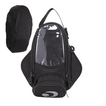 Сумка для бака мотоцикла, магнитная сумка для мотоцикла, водонепроницаемая с магнитной фиксацией, Двусторонняя молния, сумка для масляного бака, черная, большего размера