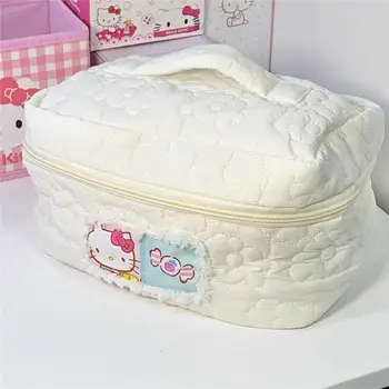 Косметичка Cute Cat, сумка для хранения большой емкости, Портативная дорожная сумка для туалетных принадлежностей Hello Kitty для девочек, Милая переносная сумка для хранения Kuromi