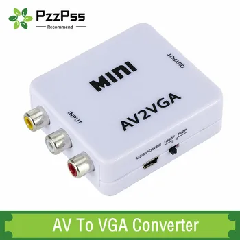 PzzPss 1080P Мини-видео Конвертер RCA AV в VGA Видео Конвертер Conversor с 3,5 мм Аудио AV2VGA / CVBS + Аудио на ПК HDTV