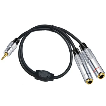 QX2B Стереомикрофонный кабель от 2x6,35 мм до 3,5 мм, мини-Y-разветвительный кабель от 6,35 мм до 1/8 