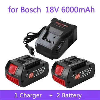 Аккумулятор 18V Bosch 6.0Ah для Электродрели Bosch 18V Литий-ионный Аккумулятор BAT609 BAT609G BAT618 BAT618G BAT614 Зарядное Устройство