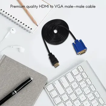 HDTV HDMI Золотой штекер к VGA HD-15 Штекерному 15-контактному адаптерному кабелю 6 футов 1,8 М 1080P