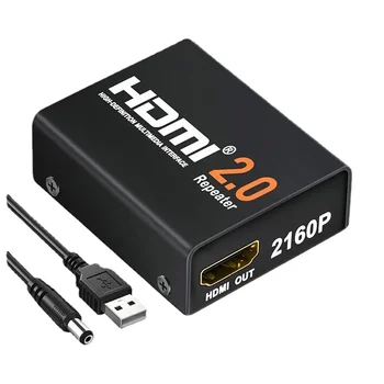 Ретранслятор HDMI 2.0 - Усилитель сигнала и Регенератор 30-метрового удлинителя с поддержкой 4K2K 3D для управления питанием Черный