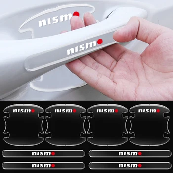 8шт Ручка двери автомобиля Прозрачная эмблема Наклейка для защиты от столкновений Автомобильные товары для Nismo Логотип Эмблема R34 GTR Автомобильные аксессуары