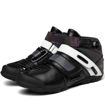 Мотоциклетные ботинки унисекс из микрофибры для мотокросса, гоночные ботинки для бездорожья, мужские мотоботы, обувь для езды на мотоцикле, Botas Moto