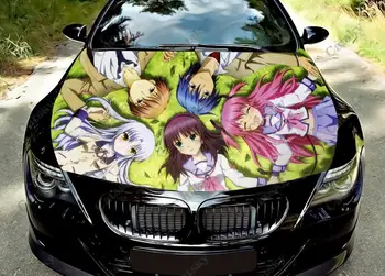 Angel Beats Anime Girl Виниловые наклейки на капот автомобиля на заказ, оберточная виниловая пленка, наклейки на крышку двигателя, наклейка на автомобиль, Автоаксессуары