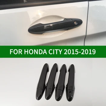Для Honda CITY 2015-2019 Honda Ballade Grace Отделка лицевой панели дверной ручки с черным рисунком из углеродного волокна 2016 2017 2018