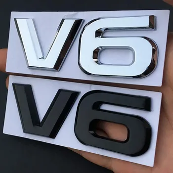 Металлическая эмблема V8 V6, 3D автомобильные наклейки, боковые значки