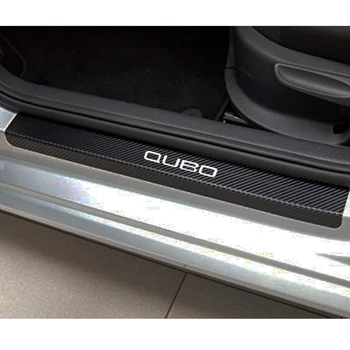 4шт Виниловая накладка для автомобиля из углеродного волокна, защита порога, Автомобильная наклейка для Fiat Qubo