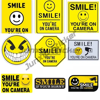 Улыбнись, Ты на камере Знак Предупреждающие Таблички-Знаки Наклейка на автомобиль Деколь Декор Защищен от ультрафиолета