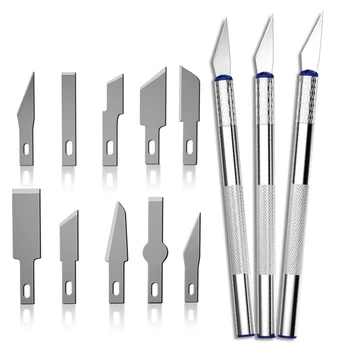 13шт Набор Разделочных ножей для гравировки, Набор Скальпелей из Высокоуглеродистой стали, Многофункциональные ручки для резки.