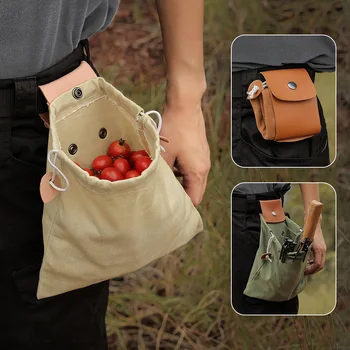 Сумка для сбора фруктов на открытом воздухе, Поясная сумка для инструментов, складные холщовые сумки для хранения на шнурке