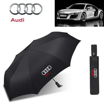 Автомобильный Логотип Складной Анти-УФ Полуавтоматический Зонт ABS Зонтичное Ведро Для Audi A4 A5 A6 A8 A5 S3 S4 S5 S6 S8 RS4 RS5 TT Q3 Q5 Q7