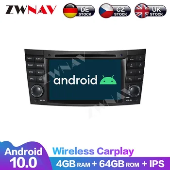 Мультимедийный Навигационный DVD-плеер Аудио Радио Carplay Автомобильный 8-Ядерный Android 10 64G Для Mercedes Benz E-W211 2002-2008, CLS W219, CLK W209