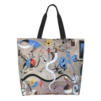 Милая сумка для покупок в стиле абстрактного искусства Джоан Миро, многоразовый сюрреализм, холщовая сумка для покупок через плечо