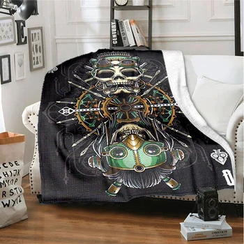 Одеяло с принтом серии 3D horror demon skull, фланелевое покрывало для гостиной, спальни, кровати, утепляющее одеяло для дивана