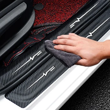 Автомобильный стайлинг Защитная пленка на порог из углеродного волокна для Toyota SEQUOIA Логотип Авто Наклейки на передний задний порог Наклейки Аксессуары