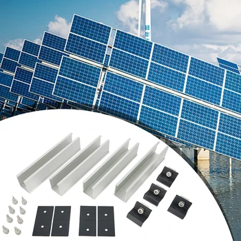 Комплект направляющих для крепления кронштейна фотоэлектрического солнечного модуля, Алюминиевая направляющая, набор зажимов для плоской крыши/среднего конца, длина 20 см, 30-35 см, Регулируемый зажим