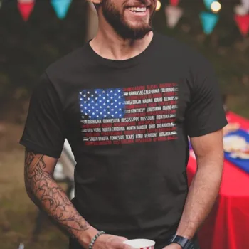 Винтажные футболки с американским флагом и надписью 