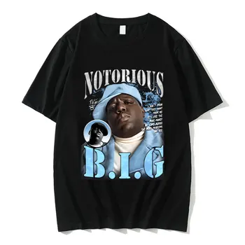 Классическая Винтажная Самая Известная футболка The Notorious Big В стиле Хип-Хоп, Футболки с принтом рэпера Бигги Смоллса, Мужская Модная Повседневная футболка