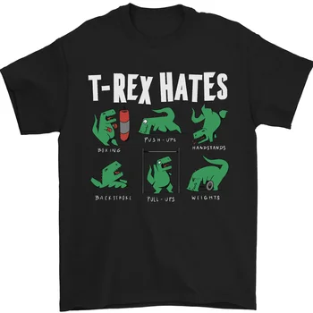 Футболка T-Rex Hates Funny Dinosaur Jurassic Gym из 100% хлопка