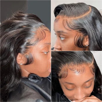 Объемные кружевные фронтальные парики из человеческих волос 13x6 HD, Прозрачные Кружевные Фронтальные парики для женщин, Бразильский предварительно выщипанный парик с волосами младенца