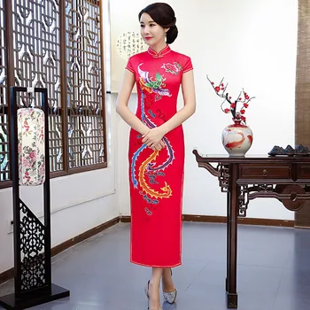 2023 Красное китайское новогоднее платье, Элегантные женские платья, Традиционный китайский стиль, Ципао, плюс Размер 4Xl, вечернее платье с принтом Cheongsams