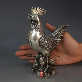 Китай, Тибет, серебряное животное ручной работы, статуэтка цыпленка lucky Money Wealth 21436