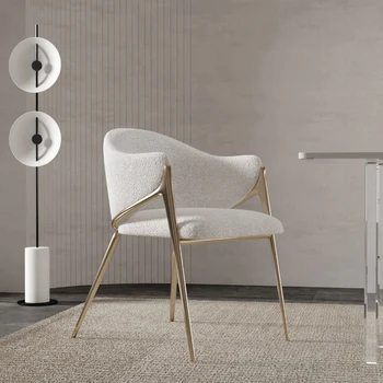 Белый скандинавский стул для гостиной, Золотой цвет, Одноместный Современный офисный стул для спальни, подлокотник, туалетный столик, шезлонги для чтения Home Home Decor