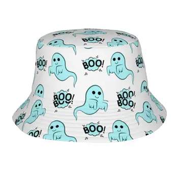 Изготовленная на заказ Шляпа-ведро с мультяшным рисунком Halloween Horror Boo Ghost Женская Мужская Модная Летняя Солнцезащитная кепка рыбака на открытом воздухе