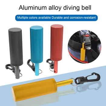 Сигнальный колокольчик-погремушка для безопасности дайвинга с вращающимся на 360 ° быстрозажимным крючком из цветного алюминиевого сплава для подводного звонка Содержит удилище