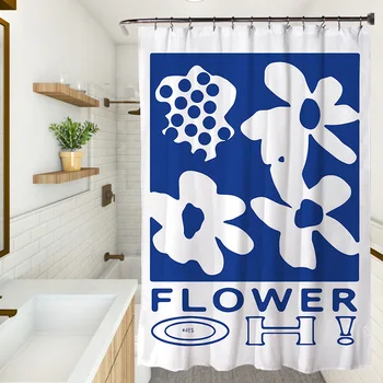 Художественный стиль Ins Шторы с синими цветами Из водонепроницаемой ткани Для украшения ванной комнаты Моющаяся Занавеска для душа в ванной комнате