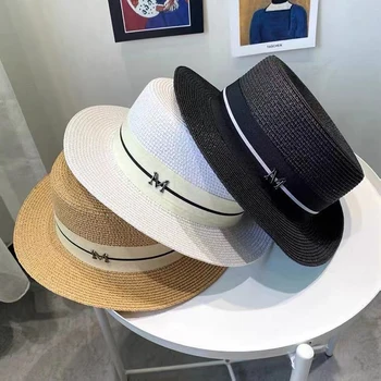 Летняя Соломенная шляпа Женская Панама 2022 Повседневная Женская Пляжная шляпа с плоскими полями Женские солнцезащитные шляпы для женщин Chapeu Feminino
