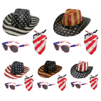 Старинные ковбойские шляпы Бандана Солнцезащитные очки Набор шляп для вечеринок Аксессуары для костюмов