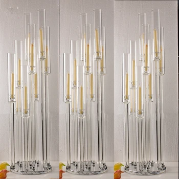10шт) Можно использовать только электронные свечи)центральный подсвечник стола хрустальные свадебные канделябры AB0049