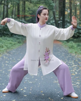 2024 форма тайцзи китайский комплект ушу кунг-фу с цветочным принтом практика тайцзицюань традиционные боевые искусства вин чун тренировочный костюм