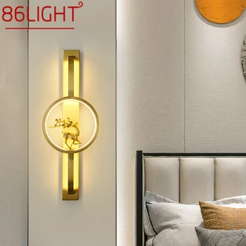 Латунный настенный светильник 86LIGHT LED Современный Роскошный Медный светильник-бра для интерьера Домашней спальни, Прикроватной Тумбочки, гостиной, коридора