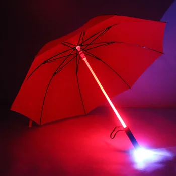 Ручной зонт со светодиодной подсветкой на среднем стержне, красочный креативный зонт с прямым стержнем, зонт из сенсорной ткани, светоизлучающий зонт