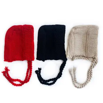 Красная шапочка-бомбер с защитой ушей, Милые вязаные женские шапочки из жареного теста, зимняя теплая вязаная шапочка Осень-зима