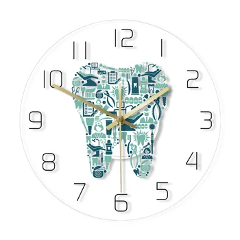 Красочные настенные часы для стоматологической клиники, акриловые подвесные часы для ухода за зубами, настенные часы с бесшумным механизмом, декор настенных часов