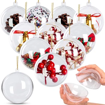 шары с орнаментом длиной 4-12 см, рождественские шары с украшениями, Прозрачный пластиковый шар с наполнителем, Поделки из прозрачного пластика на Рождество