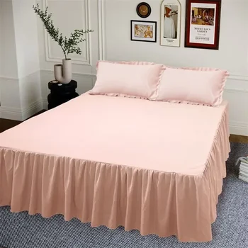 Юбка-кровать размером 40 см, одинарная Двойная, машинная стирка, цельная простыня, простыни в Корейском стиле, Нескользящие покрывала