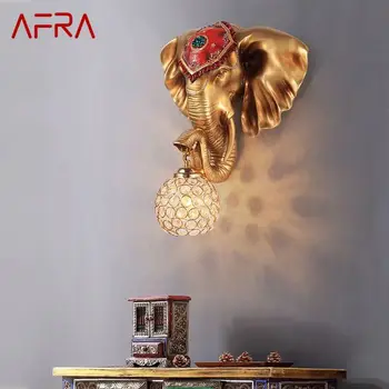 AFRA Modern Elephant Настенные Светильники LED Interior Creative European Resin Sconce Light для Домашнего Декора Гостиной Холла